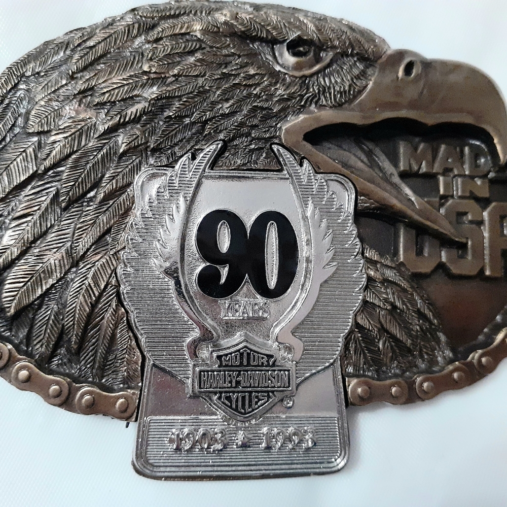 Harley-Davidson 90th anniversary belt buckle Eagle solid Brass